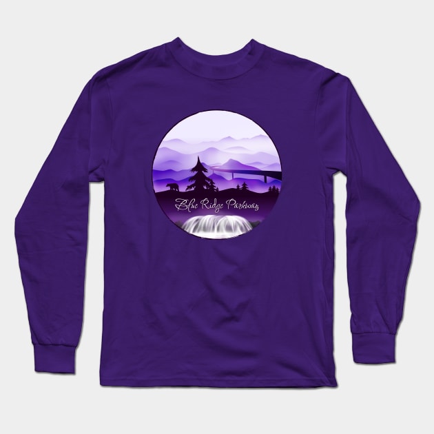 Blue Ridge Parkway - Black Bear - Purple 28 Long Sleeve T-Shirt by AVL Merch